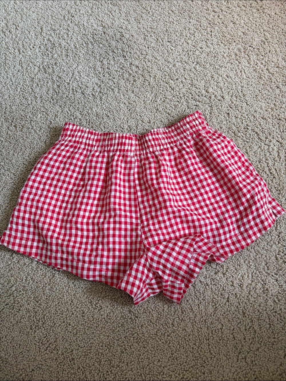 Princess Polly Red Gingham High Waist Elastic Shorts
